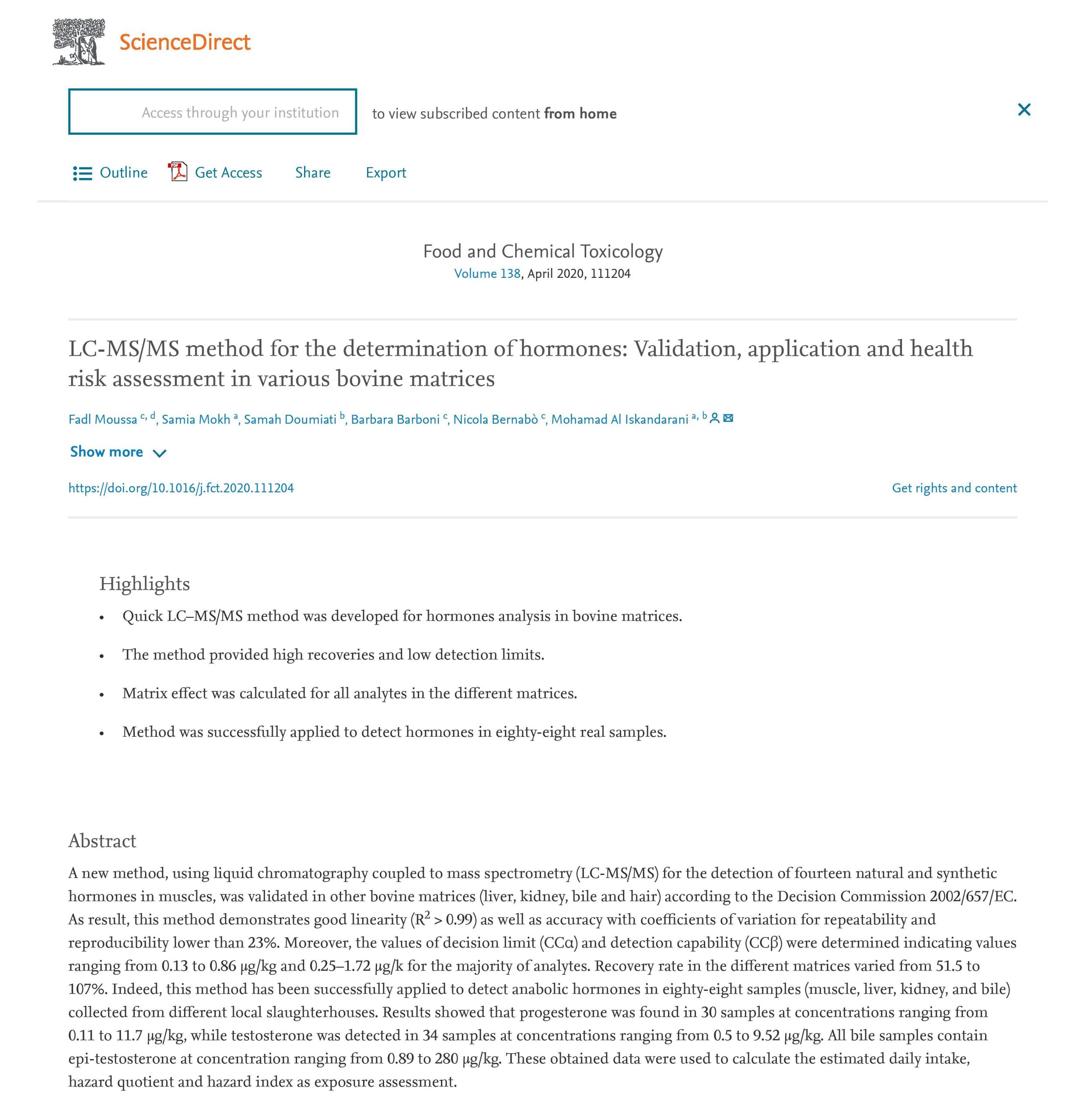 A scientific study by professors and students of the Lebanese University warns against consuming hormone-injected foods