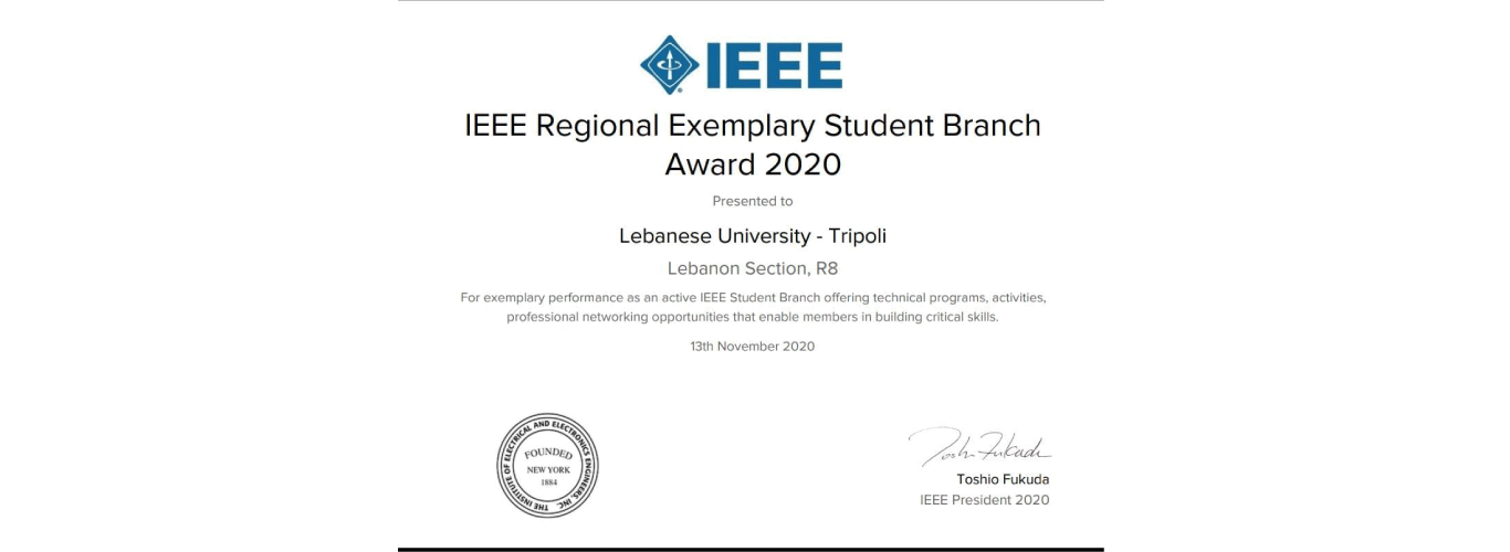 La FG – Section 1 remporte le prix régional « IEEE » pour l’année 2020