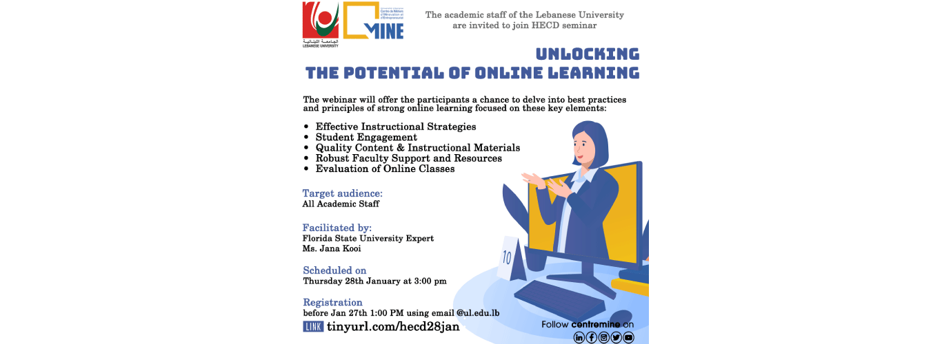 Centre MINE invites you to the webinar “Unlocking the Potential of Online Learning” on 28 January 2021