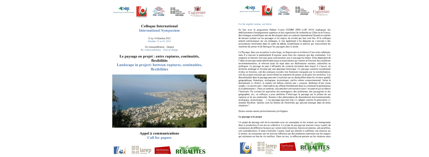 The Faculty of Fine Arts & Architecture participates in the online international symposium entitled “Landscape in project: between ruptures, continuities, flexibilities” from 12-14 October 2021