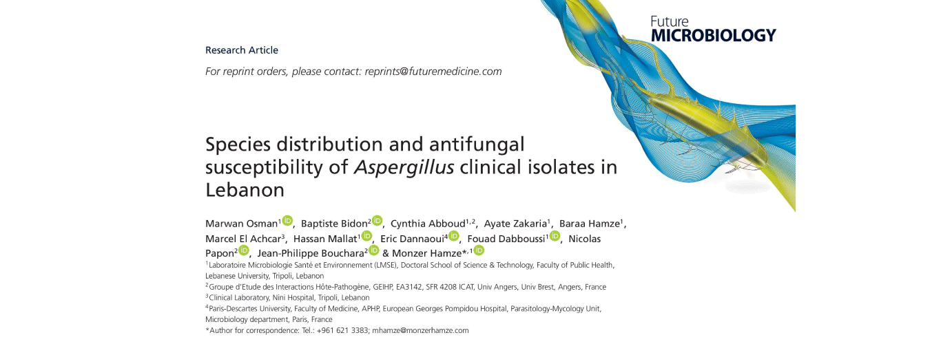 باحثون من الجامعة اللبنانية يكشفون لأول مرة عن مستوى مقاومة الرشاشيات (Aspergillus) للمضادات الفطرية