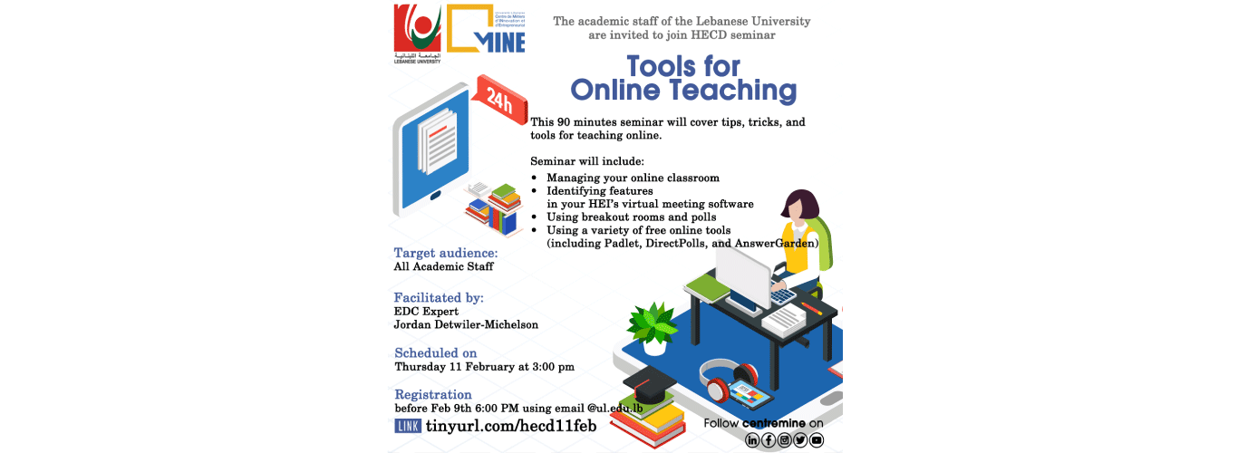 Centre MINE organizes HECD webinar entitled “Tools for Online Teaching” on 11 February 2021