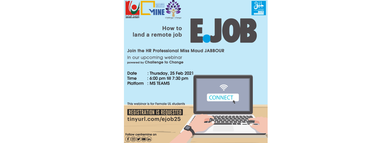 Centre MINE and GIL North invite you to “E.JOB” webinar on 25 February 2021