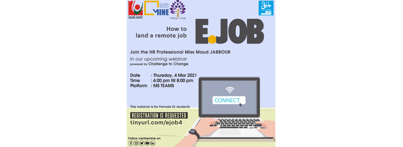 Centre MINE & GIL North invite you to the online webinar “E JOB” on 4 March 2021