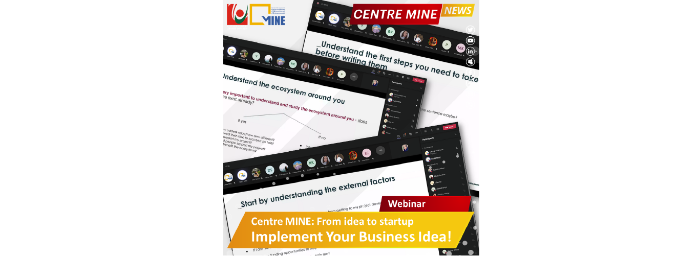 Centre MINE organizes a workshop entitled “From an idea to a startup”